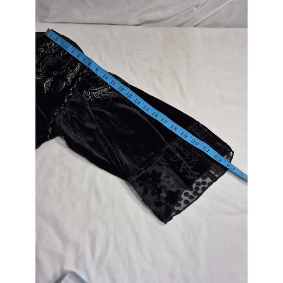 John Mark Women's Tunic Top Size L Boat Neck Velvet Black Embroidered Floral (53 - Picture 8 of 13